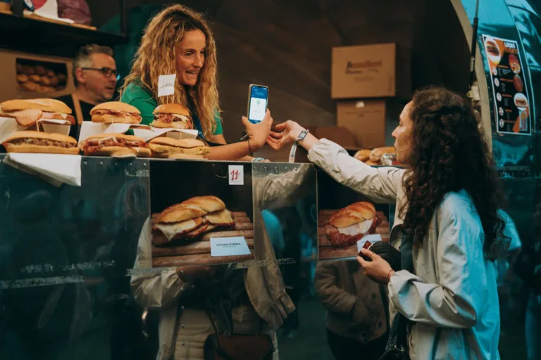 outdoor food truck with digital payment interaction